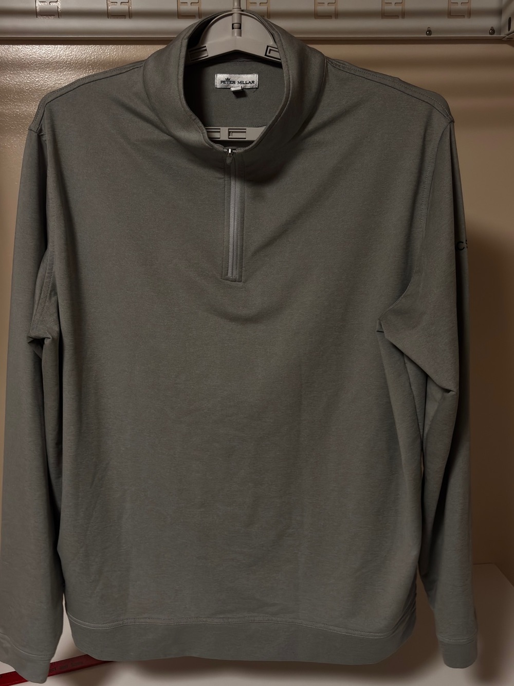 Peter Millar Olive Green Quarter-Zip Pullover
